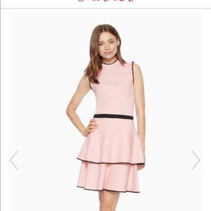 PARKER Ryker Pink Black Ruffle Tiered Knit Dress